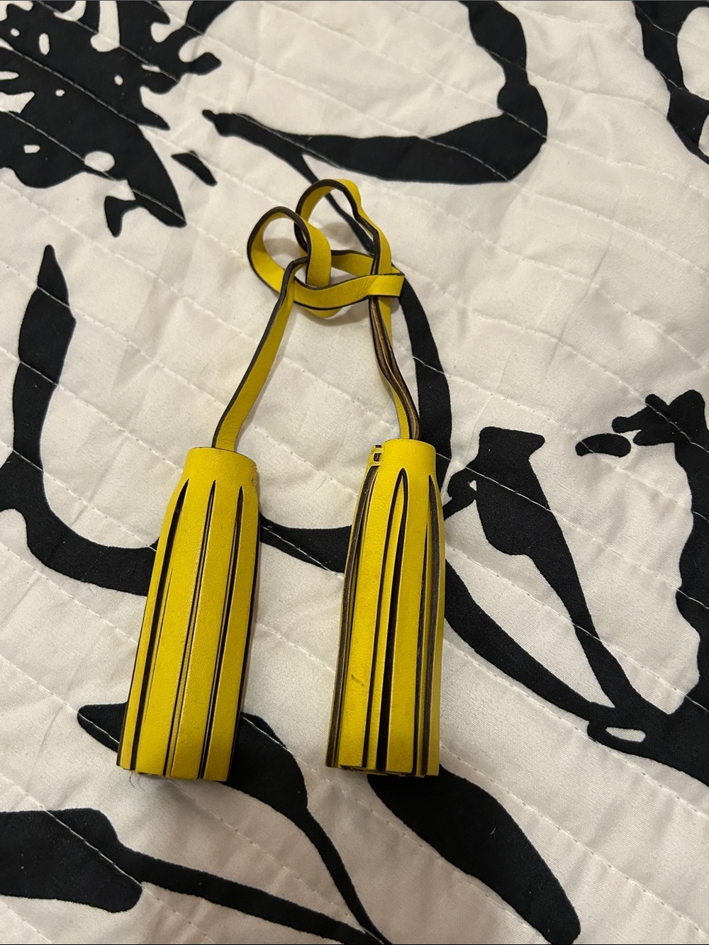 Coach Legacy Yellow Leather Double Tassel Bag Charm